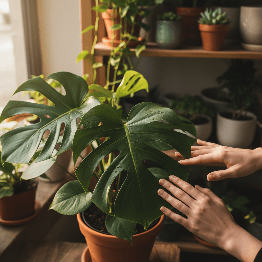Monstera plant beside a sunlit Toronto apartment window